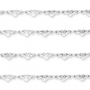 Appr&ecirc;ts en acier Inox cha&icirc;ne maille jaseron coeur Argent&eacute;