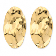 Boucles d'oreilles / puces en acier Inox ovale Dor&eacute;