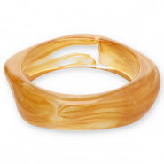 Bracelets jonc en r&eacute;sine Marron camel-blanc