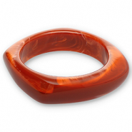 Bracelets jonc en r&eacute;sine Rouge rouille-blanc