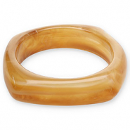 Bracelets jonc en r&eacute;sine Marron camel-blanc
