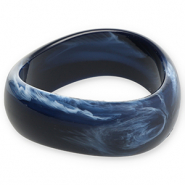 Bracelets jonc en r&eacute;sine Bleu fonc&eacute;-blanc