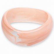 Bracelets jonc en r&eacute;sine Rose clair-blanc