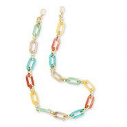 Cordon t&eacute;l&eacute;phonique tendance en acrylique Multicolore-dor&eacute;