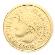Breloques en acier Inox monnaie Dor&eacute;