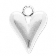 Breloques en acier Inox coeur Argent&eacute;