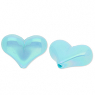 Perles acryliques c&oelig;ur Bleu-AB coating