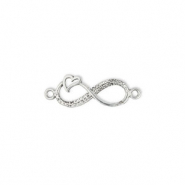 Breloques en m&eacute;tal DQ connecteur infinity avec c&oelig;ur Argent&eacute; antique (sans nickel)