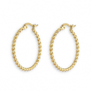 Boucles d'oreilles en acier inox cr&eacute;oles torsad&eacute; Dor&eacute;
