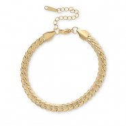 Bracelets en acier Inox cha&icirc;ne maille serpentine Dor&eacute;