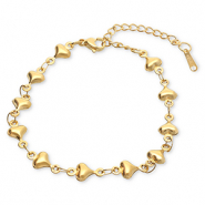 Bracelets en acier Inox c&oelig;urs Dor&eacute;