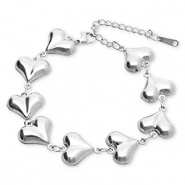 Bracelets en acier Inox c&oelig;urs Argent&eacute;