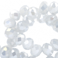 Perles &agrave; facettes 4x3mm disque Gris clair-pearl diamant coating