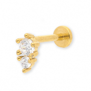 Piercing d&rsquo;oreilles en acier Inox avec strass Dor&eacute;-cristal