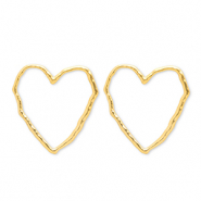 Boucles d'oreilles puces en acier Inox c&oelig;ur Dor&eacute;