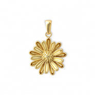 Breloques en acier Inox fleur Dor&eacute;