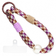Cordon t&eacute;l&eacute;phonique tendance incl. attache Violet-marron-beige-gris-blanc ivoire