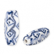 Perles en c&eacute;ramique rectangle Blanc cass&eacute;-bleu de Delft