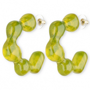 Boucles d'oreilles&nbsp;/&nbsp;puces r&eacute;sine tendance Vert multicolore