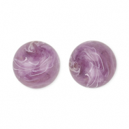Perles acryliques 12 mm rond Violet-marron-marbr&eacute;