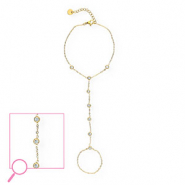 Bracelets en acier Inox Dor&eacute;-cristal