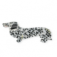 Accessoires pour cheveux pince &agrave; cheveux teckel Blanc nacr&eacute;-noir-jaune