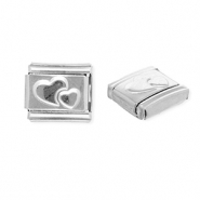 Appr&ecirc;ts en acier inox breloques pour bracelet italien c&oelig;urs Argent&eacute;