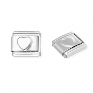Appr&ecirc;ts en acier inox breloques pour bracelet italien c&oelig;ur Argent&eacute;