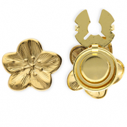 Cache-boutons en acier Inox fleur Dor&eacute;