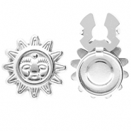 Cache-boutons en acier Inox soleil avec visage Argent&eacute;