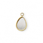 Breloque en acier Inox coquille goutte Dor&eacute;-blanc (couleur naturelle)