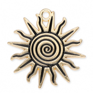 Breloques en m&eacute;tal soleil avec spirale Dor&eacute;-noir