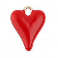 Breloques en m&eacute;tal coeur Dor&eacute;-rouge