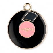 Breloques en m&eacute;tal LP "Wow" Dor&eacute;-noir-rose