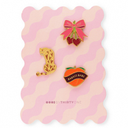 BY31&reg; Pins n&oelig;ud avec cerises&nbsp;/&nbsp;l&eacute;opard&nbsp;/&nbsp;"Badass babe" sur la carte Rose multicolore-rouge bourgogne-marron-bordeaux