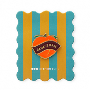 BY31&reg; Pin "Badass babe" sur la carte Bleu sarcelle-orange br&ucirc;l&eacute;e-rose saumon-bordeaux-dor&eacute;