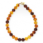 BY31&reg; Colliers en perles acryliques 16mm brillant Marron ambre-dor&eacute;