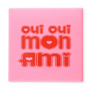 BY31&reg; Carreau avec texte "Oui oui mon ami" Rose-rouge