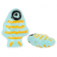 Perles en verre &agrave; la main poisson Bleu clair-jaune-noir