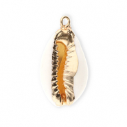 Pendentifs coquillage specials cauri Blanc cr&egrave;me-dor&eacute;