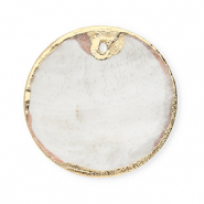 Pendentifs coquillage specials rond Blanc cass&eacute;-dor&eacute;
