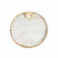 Pendentifs coquillage specials rond Blanc cass&eacute;-dor&eacute;