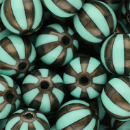 DQ&reg; Perles acryliques 16 mm avec ray&eacute;es Vert turquoise-marron dor&eacute;