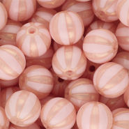DQ&reg; Perles acryliques 12 mm avec ray&eacute;es Rose clair-rose p&ecirc;che