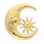 Broches accroche-regard en acier inox lune & soleil Doré