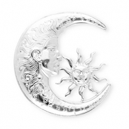 Broches accroche-regard en acier inox lune & soleil Argenté