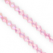 Perles &agrave; facettes bicone 6&nbsp;mm Rose bonbon-AB coating
