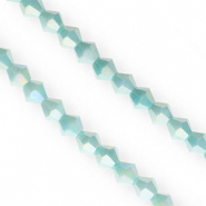 Perles &agrave; facettes bicone 6&nbsp;mm Vert aqua-AB coating