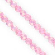 Perles &agrave; facettes rondes 6&nbsp;mm Rose peonia-AB coating