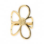 Bagues en acier Inox fleur Dor&eacute;